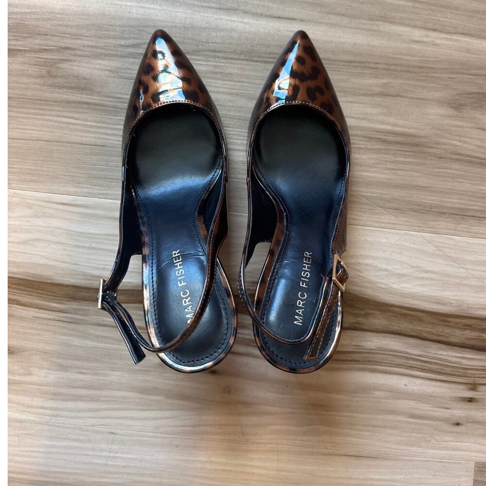 Marc Fisher Leopard Print Pointed Toe Slingback Heels Women's Size 6.5M - Picture 11 of 14